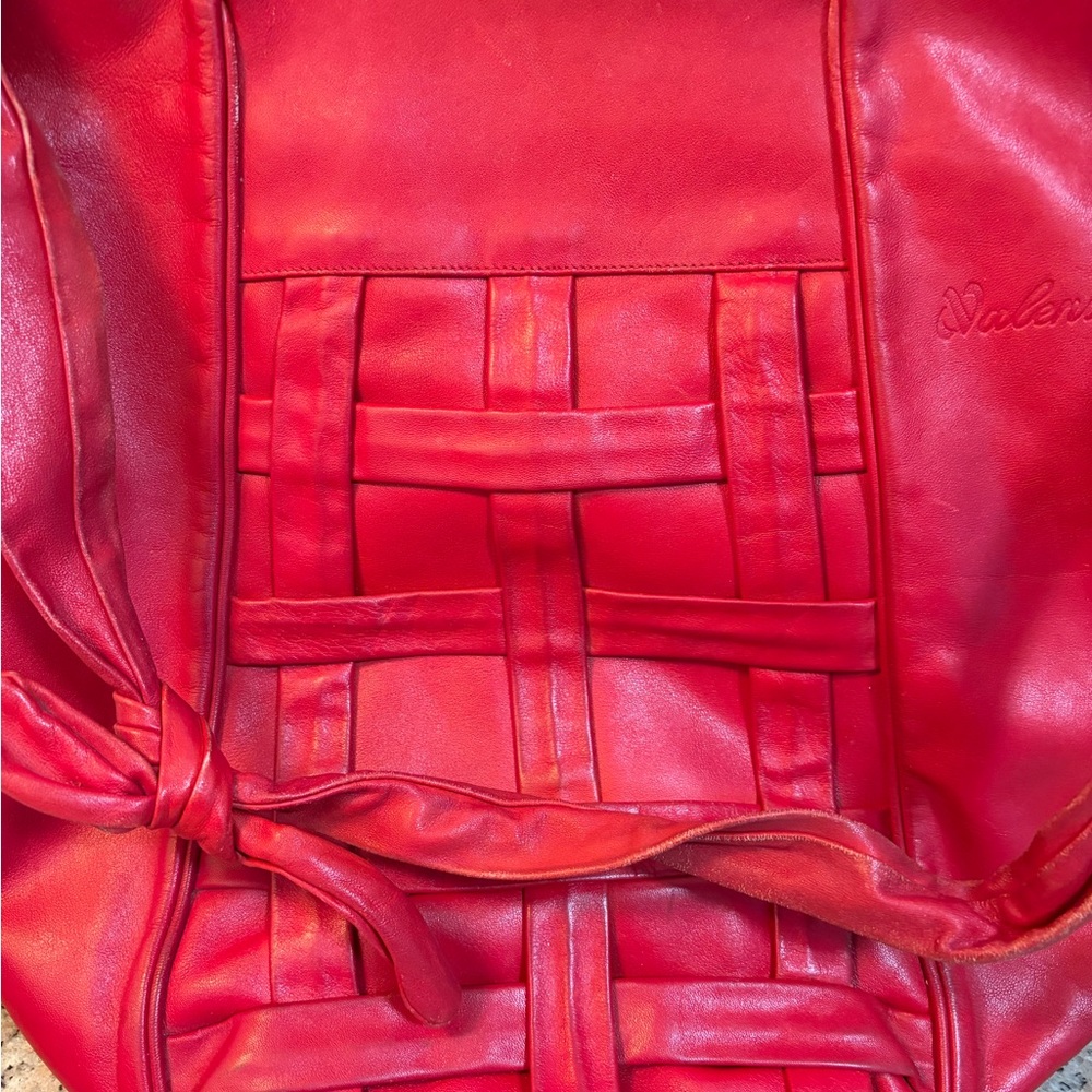 RED VALENTINO  vintage Red Woven Leather Tote